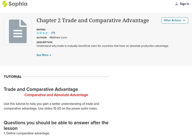 Sophia: Trade and Comparative Advantage Unit Plan Sophia: Trade and Comparative Advantage Unit Plan