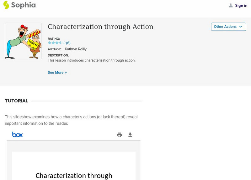 Sophia: Characterization Through Action PPT Sophia: Characterization Through Action PPT