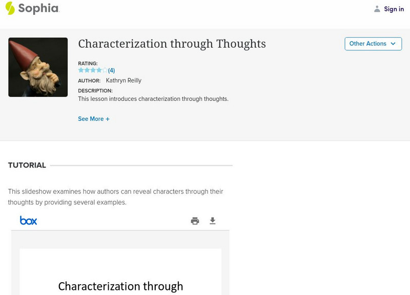 Sophia: Characterization Through Thoughts PPT Sophia: Characterization Through Thoughts PPT