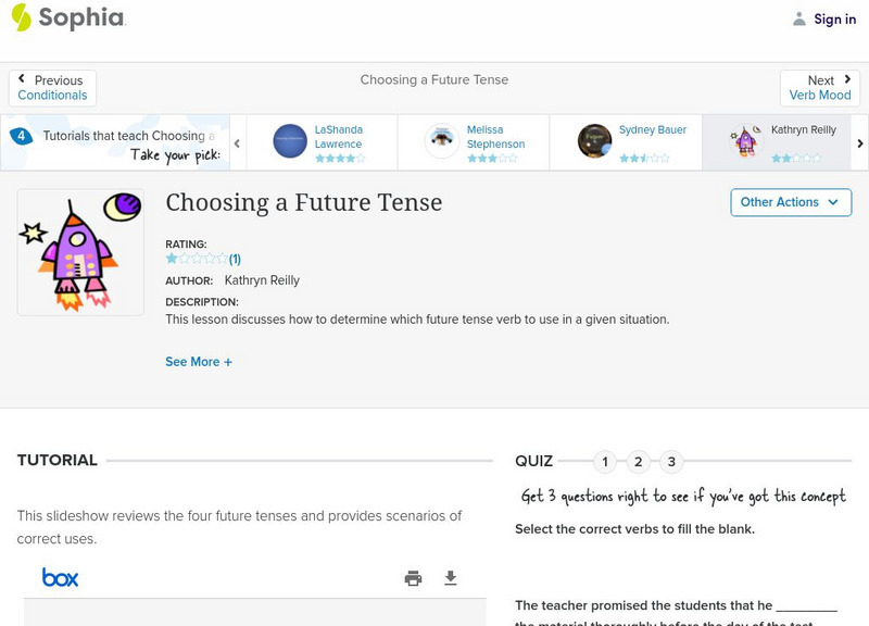 Sophia: Choosing a Future Tense PPT