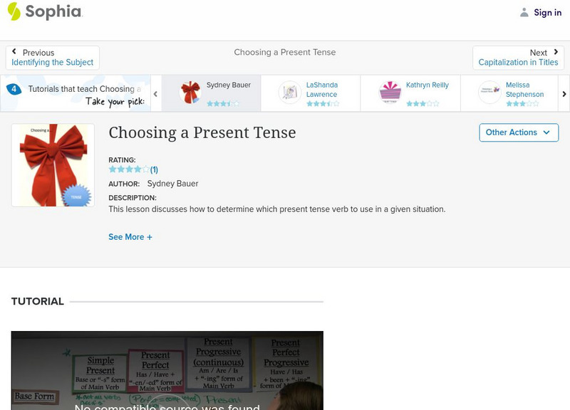 Sophia: Choosing a Present Tense Unit Plan Sophia: Choosing a Present Tense Unit Plan