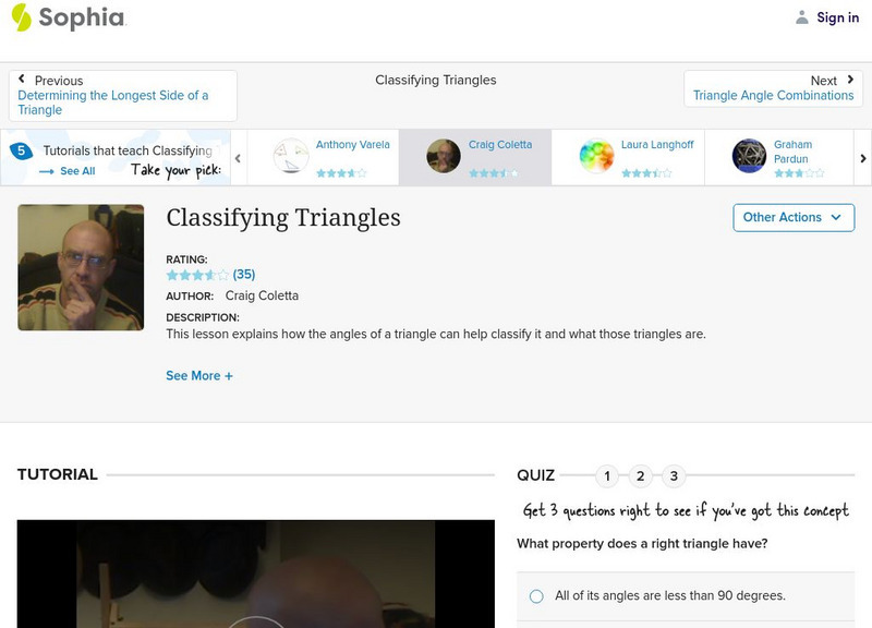 Sophia: Classifying Triangles Instructional Video Sophia: Classifying Triangles Instructional Video