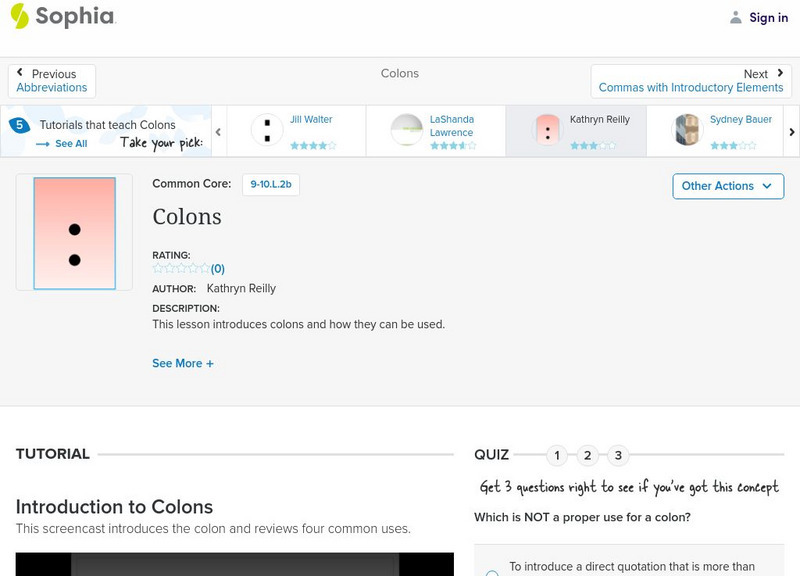 Sophia: Colons Instructional Video Sophia: Colons Instructional Video