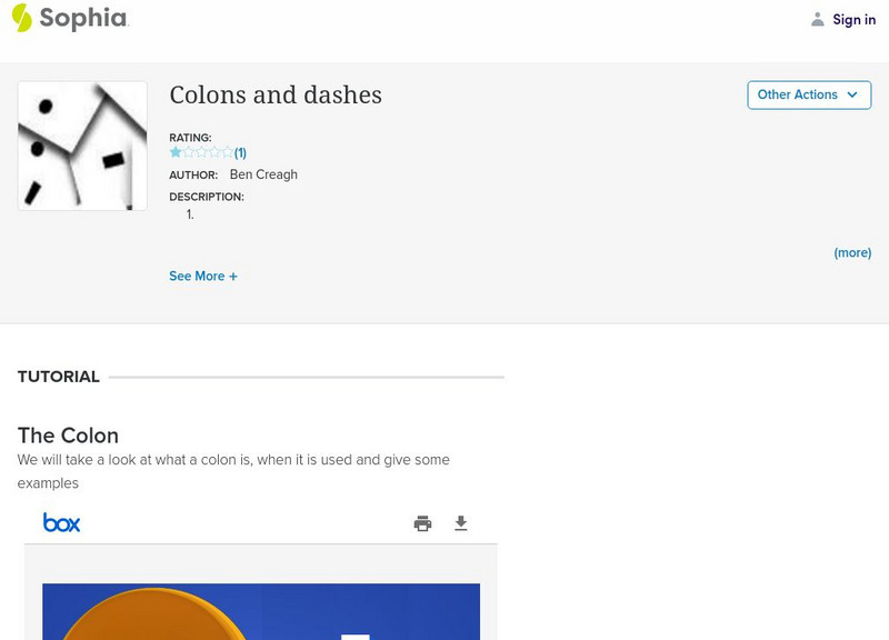 Sophia: Colons and Dashes PPT Sophia: Colons and Dashes PPT