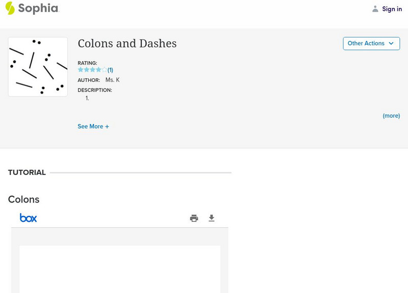 Sophia: Colons and Dashes Unit Plan