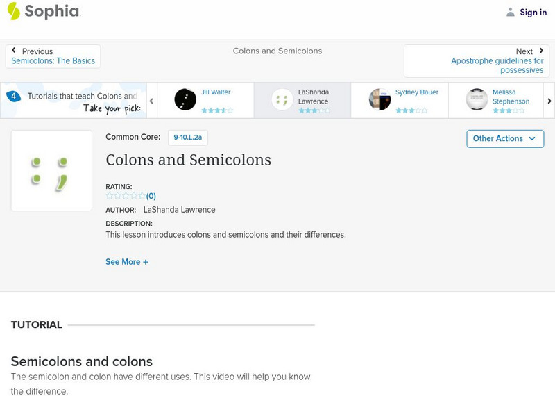 Sophia: Colons and Semicolons PPT Sophia: Colons and Semicolons PPT