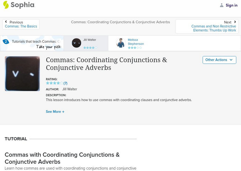 Sophia: Commas: Coordinating Conjunctions & Conjunctive Adverbs PPT