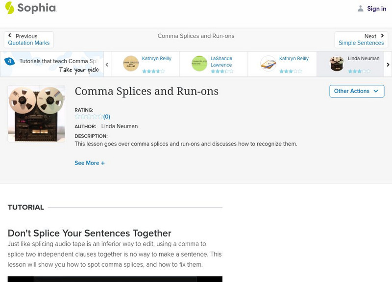 Sophia: Comma Splices and Run Ons Instructional Video Sophia: Comma Splices and Run Ons Instructional Video