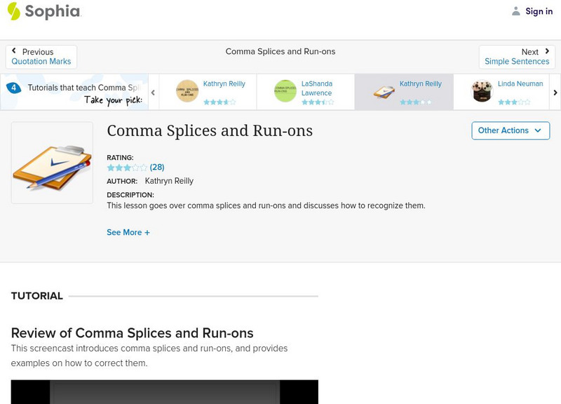 Sophia: Comma Splices and Run Ons Instructional Video
