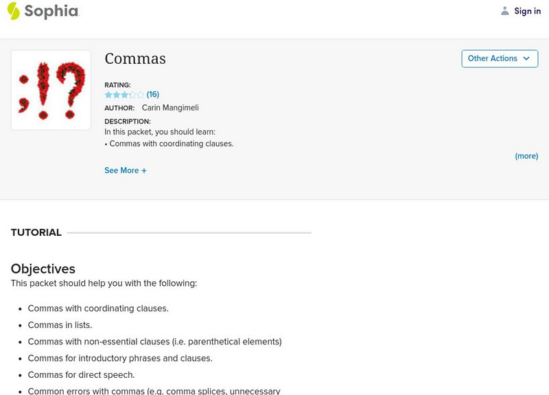 Sophia: Commas Unit Plan Sophia: Commas Unit Plan