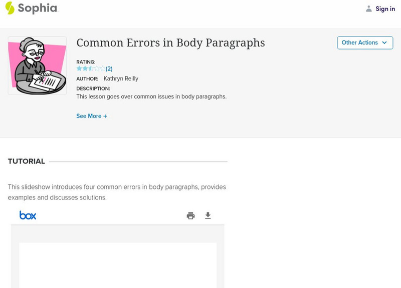Sophia: Common Errors in Body Paragraphs PPT Sophia: Common Errors in Body Paragraphs PPT