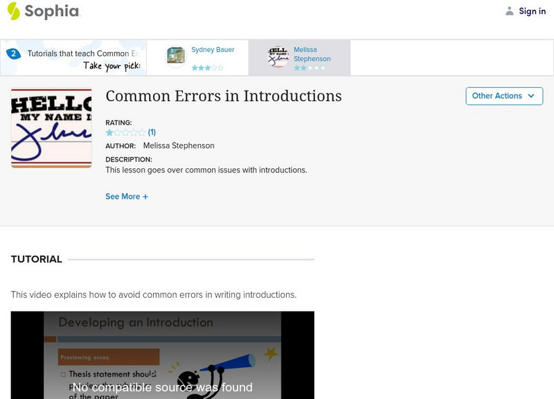 Sophia: Common Errors in Introductions Instructional Video