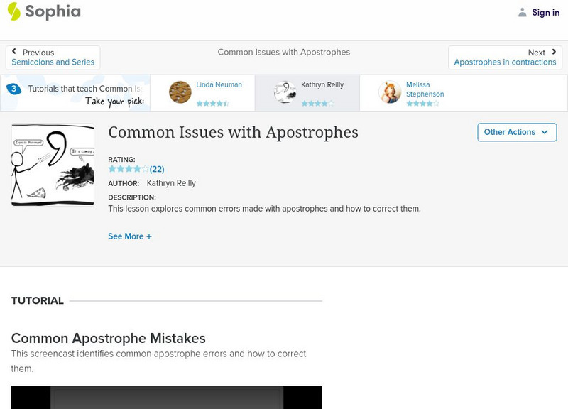 Sophia: Common Issues With Apostrophes Instructional Video Sophia: Common Issues With Apostrophes Instructional Video