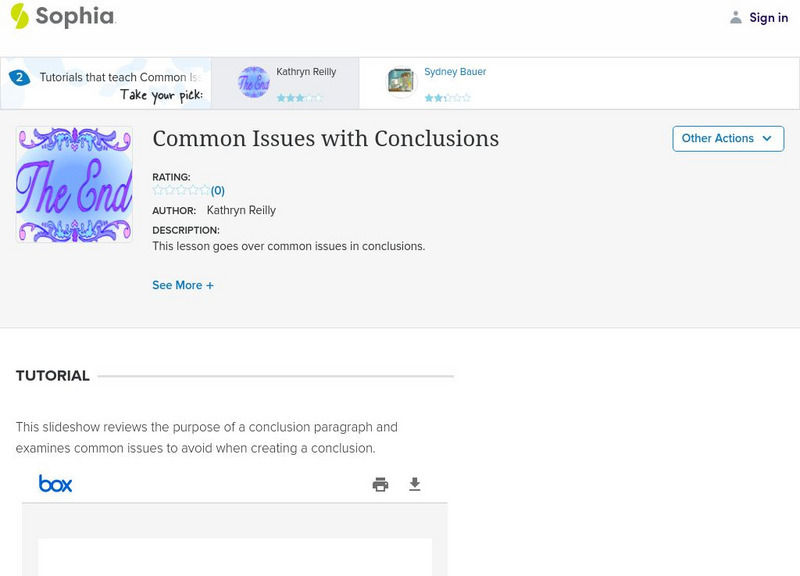 Sophia: Common Issues With Conclusions PPT Sophia: Common Issues With Conclusions PPT
