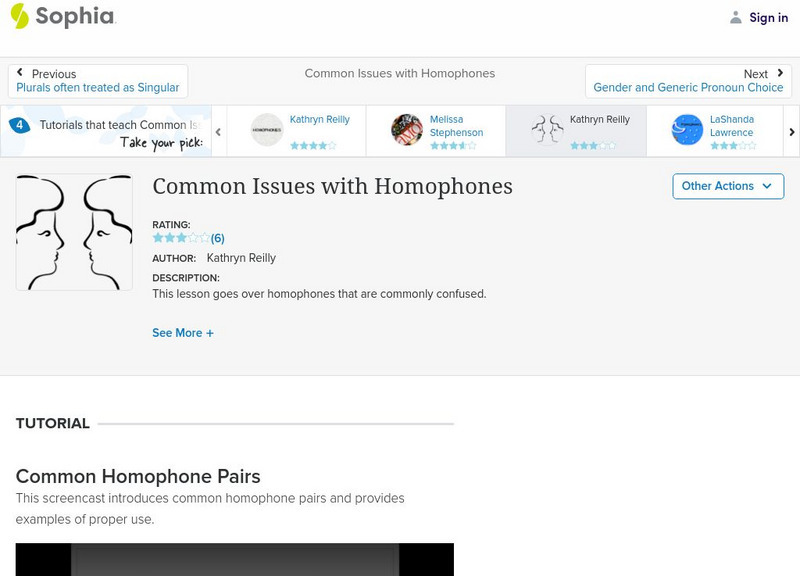 Sophia: Common Issues With Homophones Instructional Video Sophia: Common Issues With Homophones Instructional Video