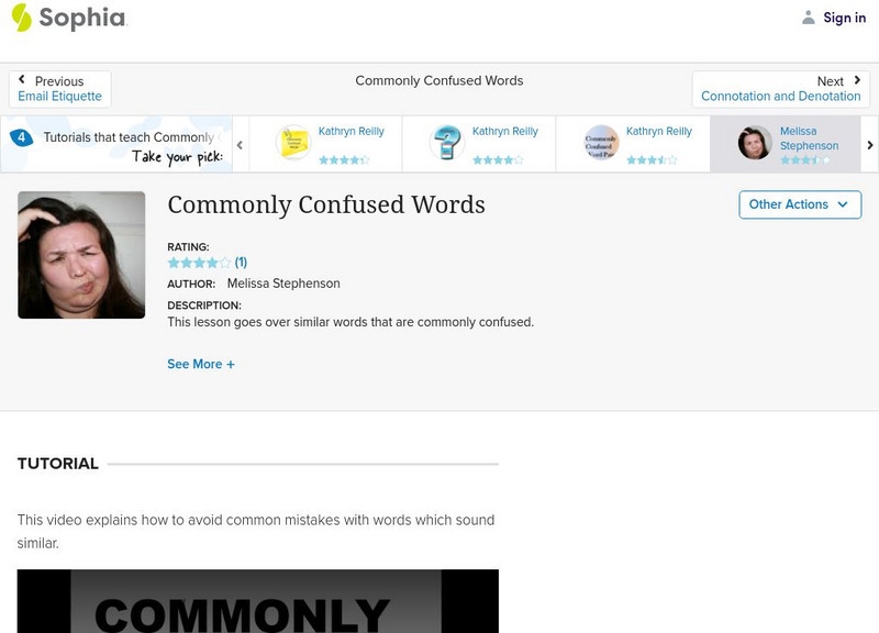 Sophia: Commonly Confused Words Instructional Video Sophia: Commonly Confused Words Instructional Video
