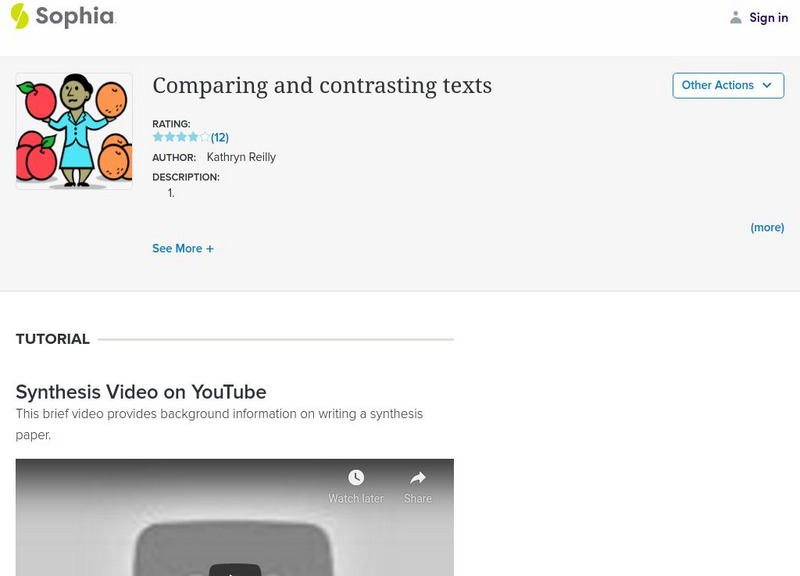 Sophia: Comparing and Contrasting Texts Website Sophia: Comparing and Contrasting Texts Website