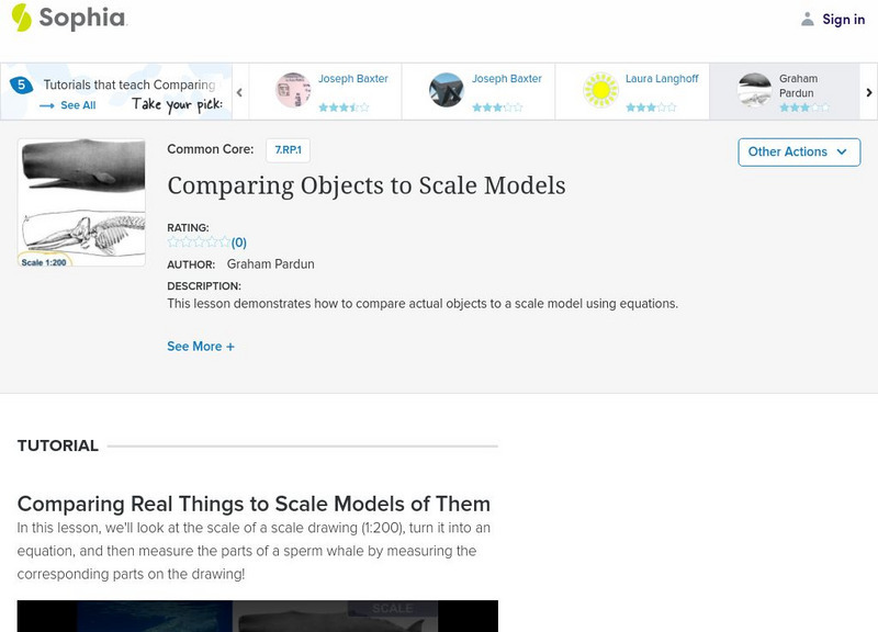 Sophia: Comparing Objects to Scale Models Instructional Video Sophia: Comparing Objects to Scale Models Instructional Video