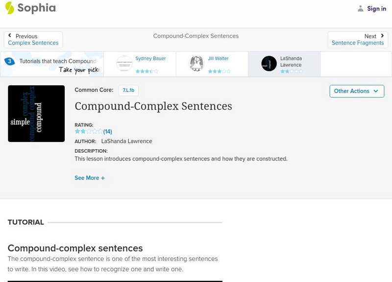 Sophia: Compound Complex Sentences Instructional Video