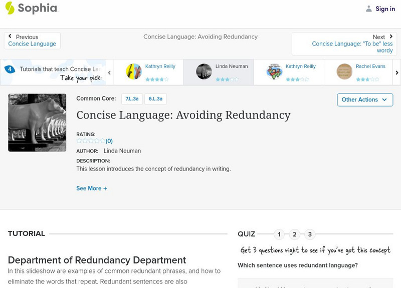 Sophia: Concise Language: Avoiding Redundancy PPT