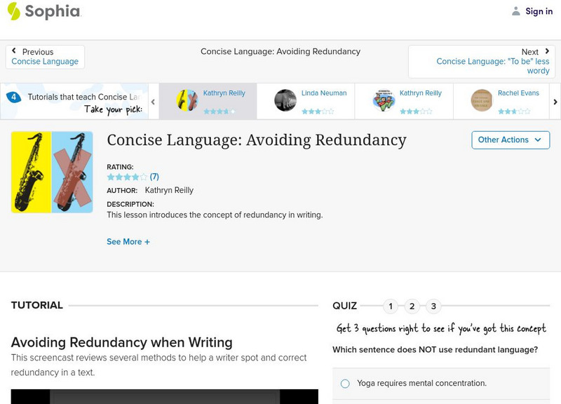 Sophia: Concise Language: Avoiding Redundancy Instructional Video Sophia: Concise Language: Avoiding Redundancy Instructional Video