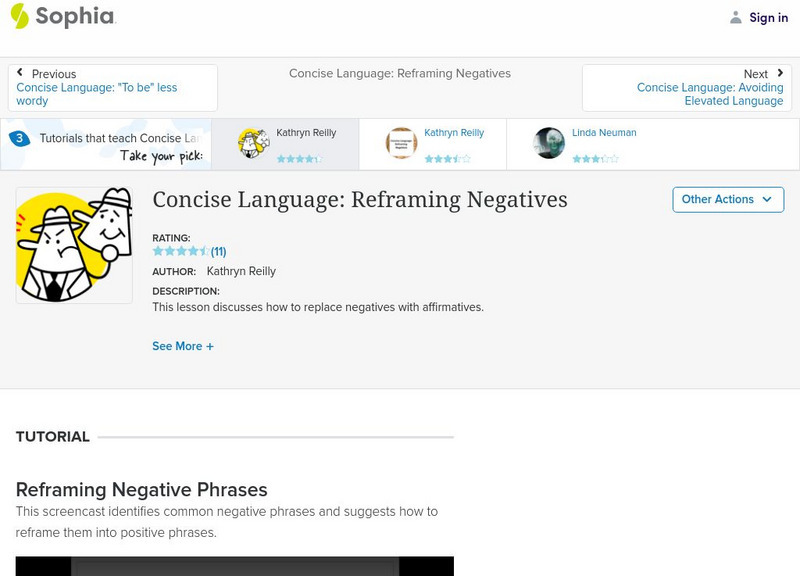 Sophia: Concise Language: Reframing Negatives Instructional Video