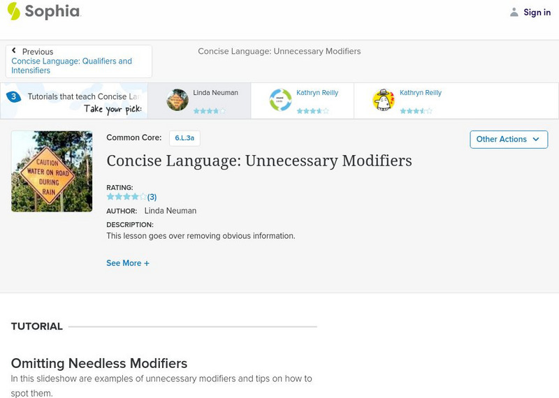 Sophia: Concise Language: Unnecessay Modifiers PPT Sophia: Concise Language: Unnecessay Modifiers PPT