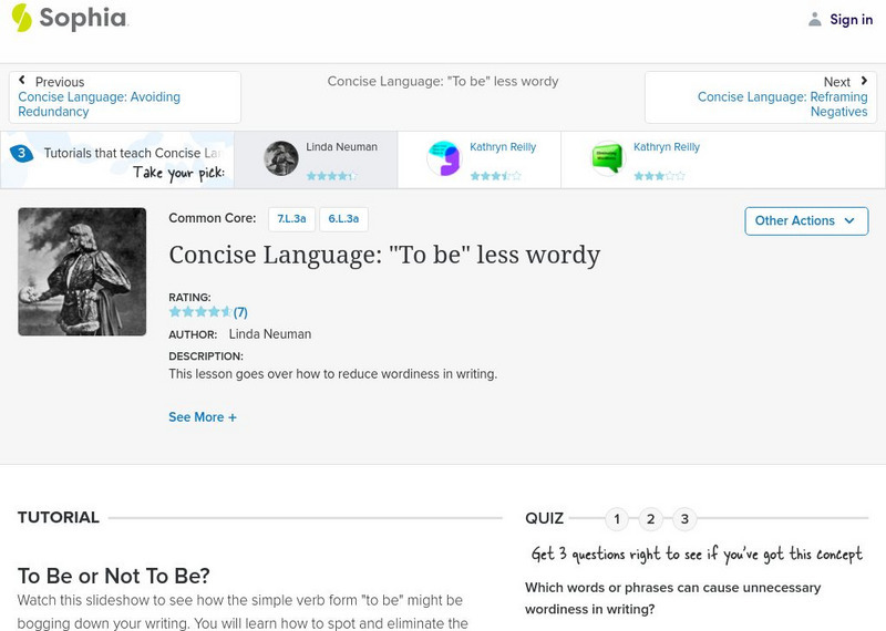 Sophia: Concise Language: "To Be" Less Wordy PPT Sophia: Concise Language: "To Be" Less Wordy PPT