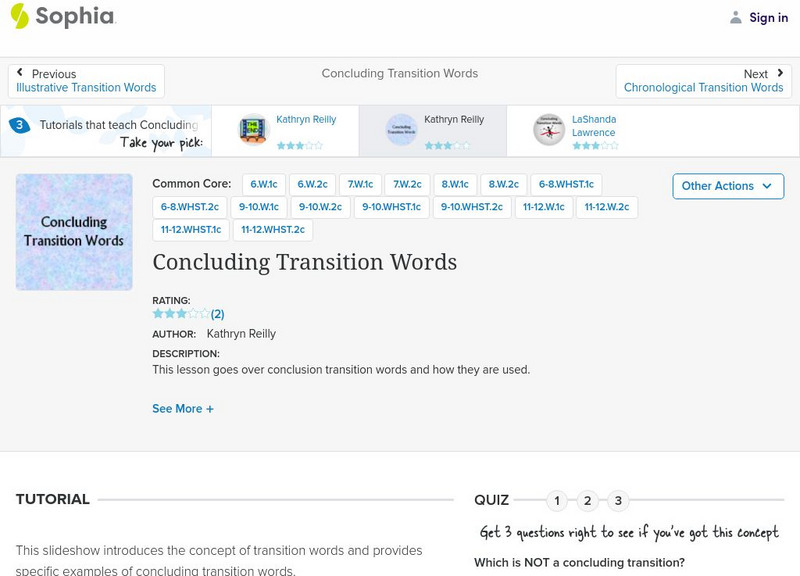 Sophia: Concluding Transition Words PPT Sophia: Concluding Transition Words PPT