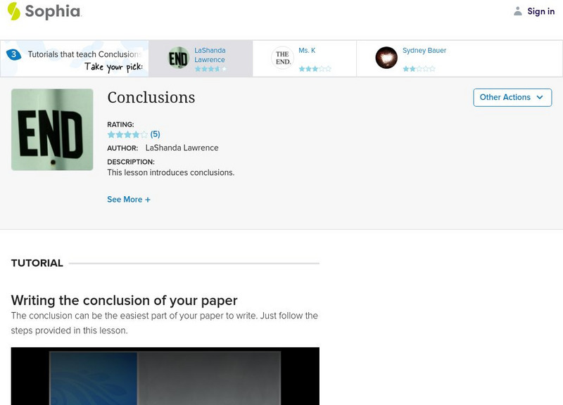 Sophia: Conclusions Instructional Video Sophia: Conclusions Instructional Video