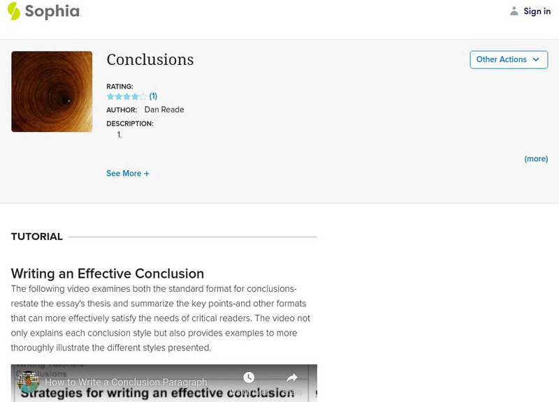 Sophia: Conclusions Unit Plan Sophia: Conclusions Unit Plan