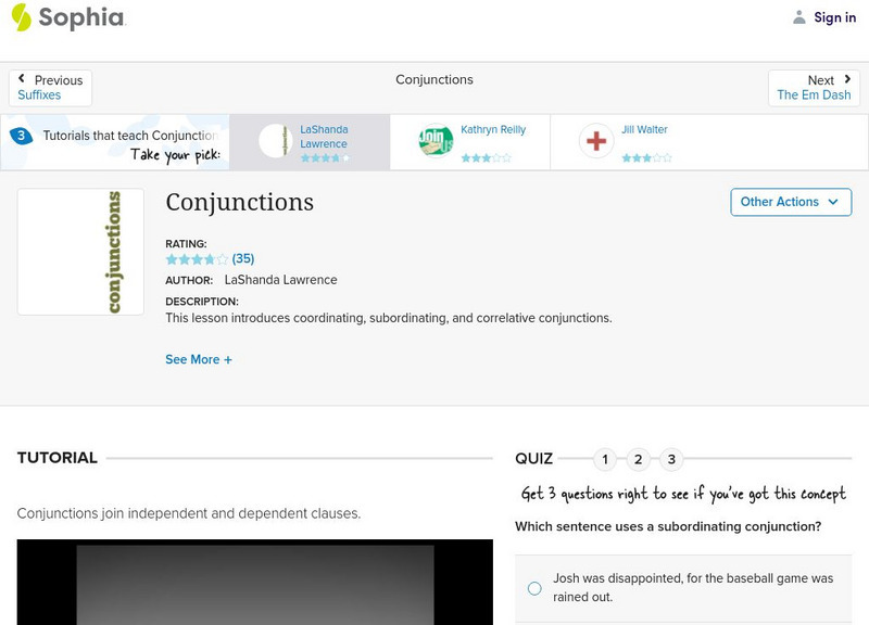 Sophia: Conjunctions Instructional Video Sophia: Conjunctions Instructional Video