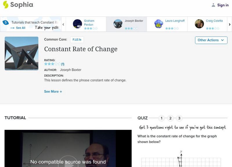 Sophia: Constant Rate of Change Instructional Video Sophia: Constant Rate of Change Instructional Video