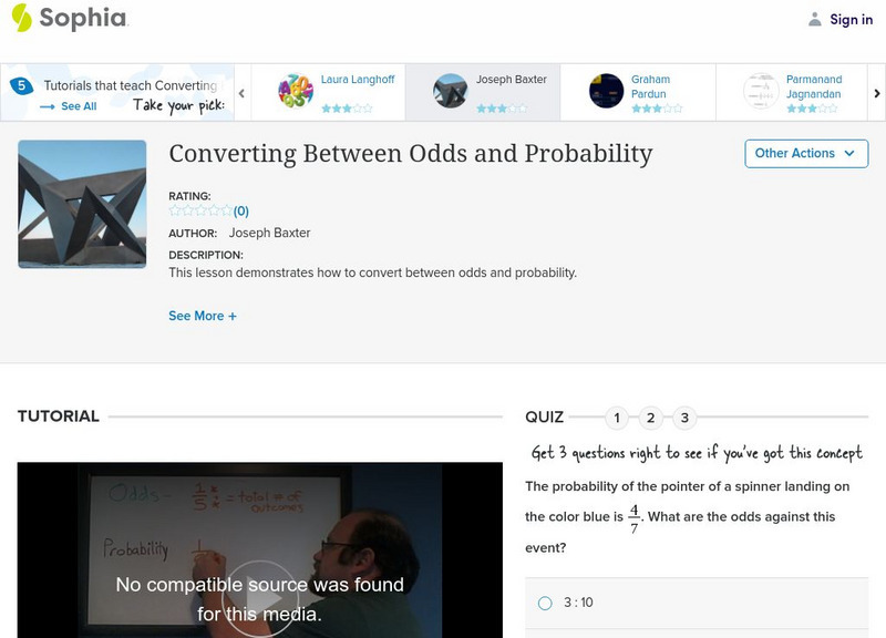 Sophia: Converting Between Odds and Probability Instructional Video Sophia: Converting Between Odds and Probability Instructional Video