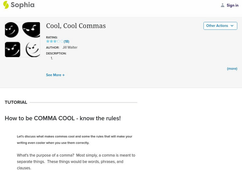 Sophia: Cool, Cool Commas Unit Plan Sophia: Cool, Cool Commas Unit Plan