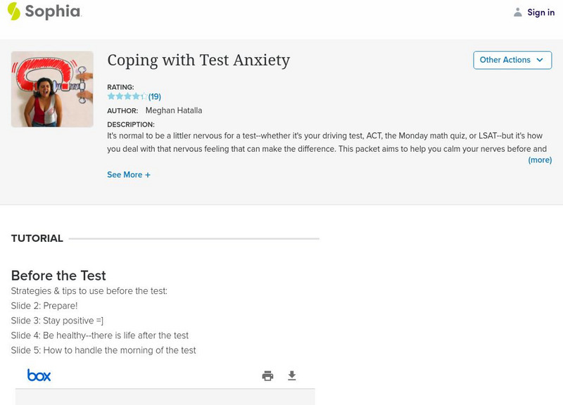 Sophia: Coping With Test Anxiety PPT Sophia: Coping With Test Anxiety PPT