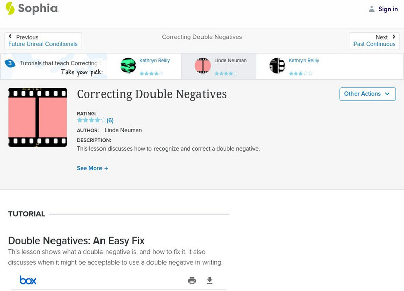 Sophia: Correcting Double Negatives PPT Sophia: Correcting Double Negatives PPT
