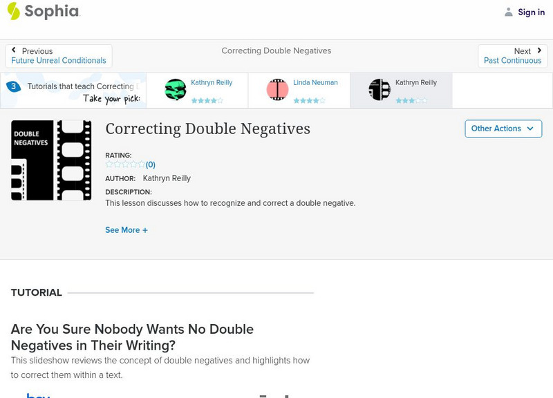 Sophia: Correcting Double Negatives PPT Sophia: Correcting Double Negatives PPT