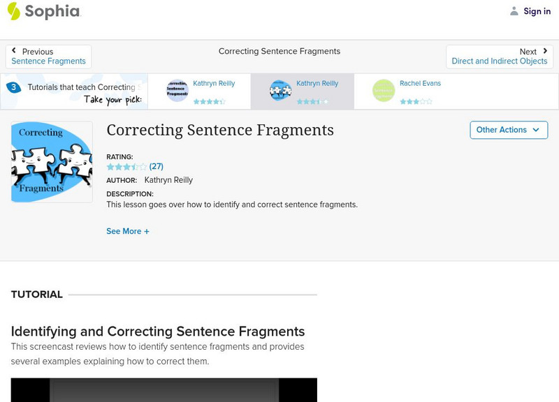 Sophia: Correcting Sentence Fragments Instructional Video