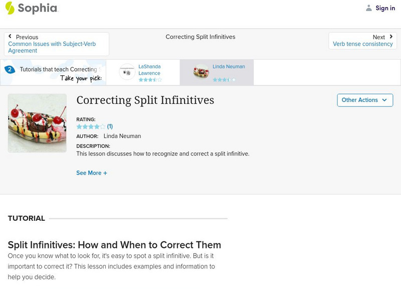 Sophia: Correcting Split Infinitives Instructional Video