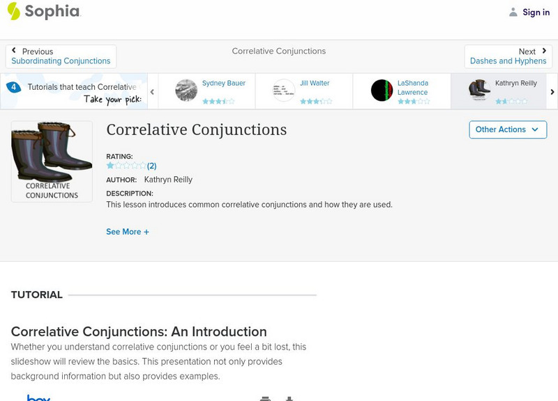 Sophia: Correlative Conjunctions PPT Sophia: Correlative Conjunctions PPT