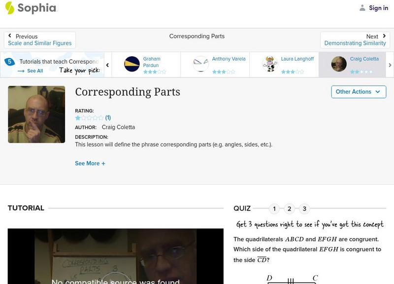 Sophia: Corresponding Parts Instructional Video Sophia: Corresponding Parts Instructional Video