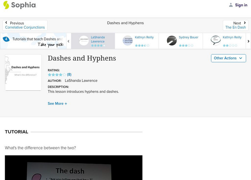 Sophia: Dashes and Hyphens PPT Sophia: Dashes and Hyphens PPT