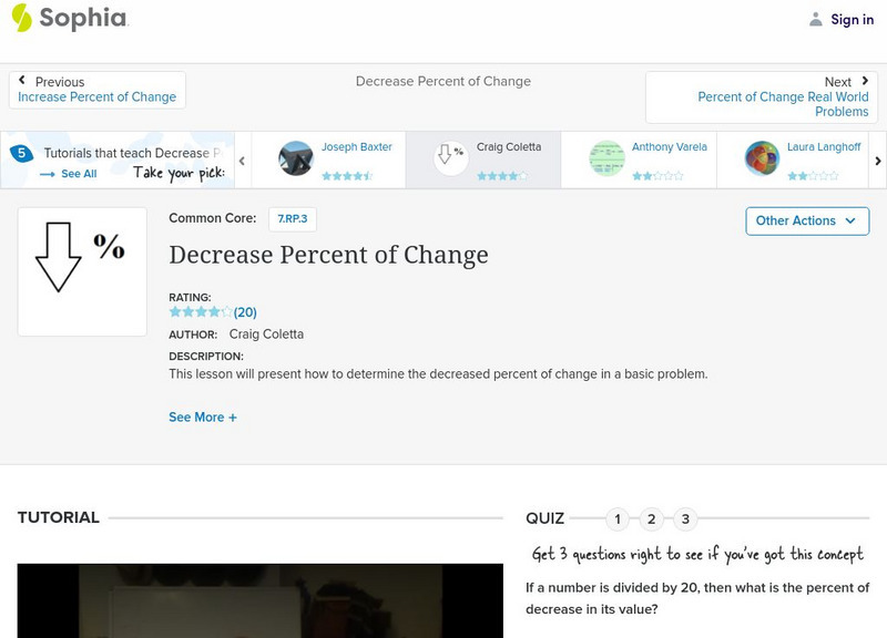 Sophia: Decrease Percent of Change Instructional Video Sophia: Decrease Percent of Change Instructional Video
