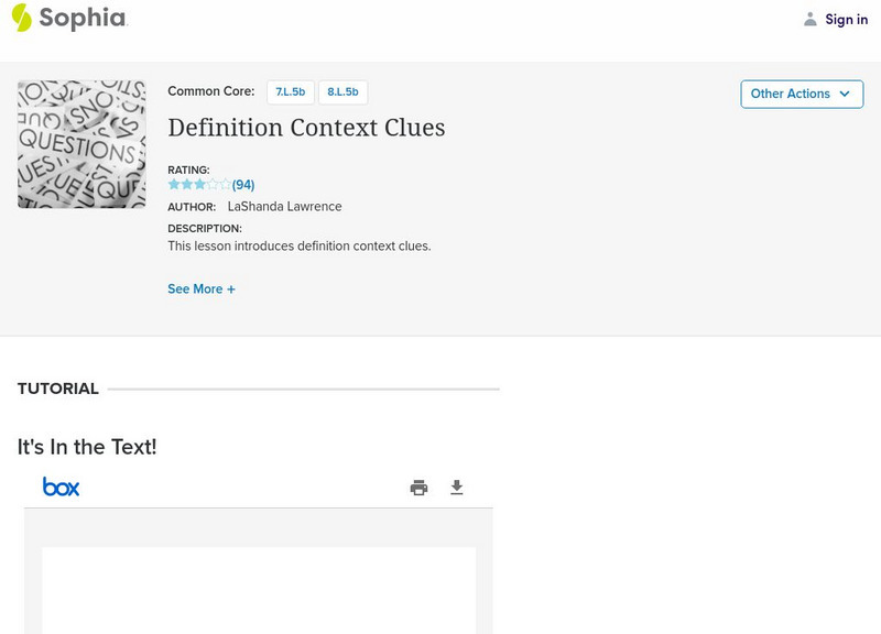 Sophia: Definition Context Clues PPT Sophia: Definition Context Clues PPT