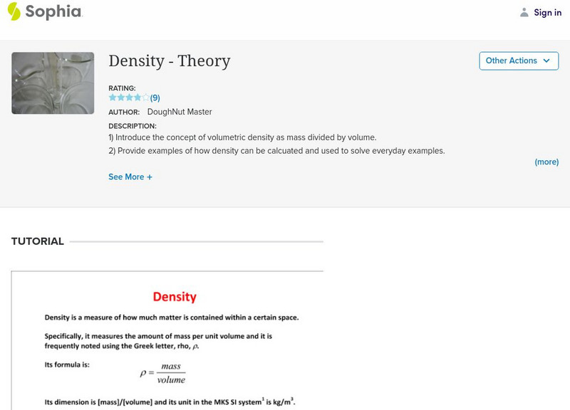 Sophia: Density: Theory PPT Sophia: Density: Theory PPT