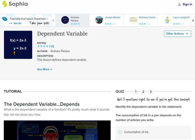 Sophia: Dependent Variable Instructional Video Sophia: Dependent Variable Instructional Video