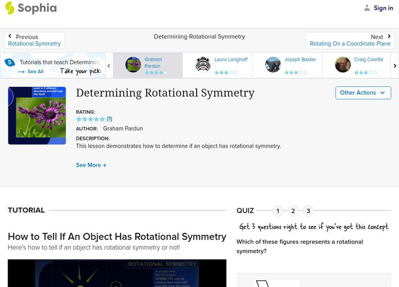Sophia: Determining Rotational Symmetry Instructional Video Sophia: Determining Rotational Symmetry Instructional Video