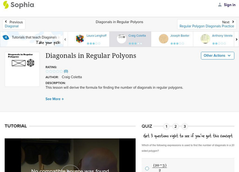 Sophia: Diagonals in Regular Polygons Instructional Video
