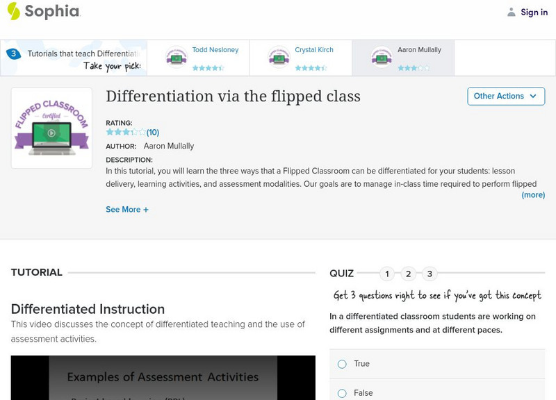 Sophia: Differentiation via the Flipped Class: Lesson 1 Unit Plan Sophia: Differentiation via the Flipped Class: Lesson 1 Unit Plan